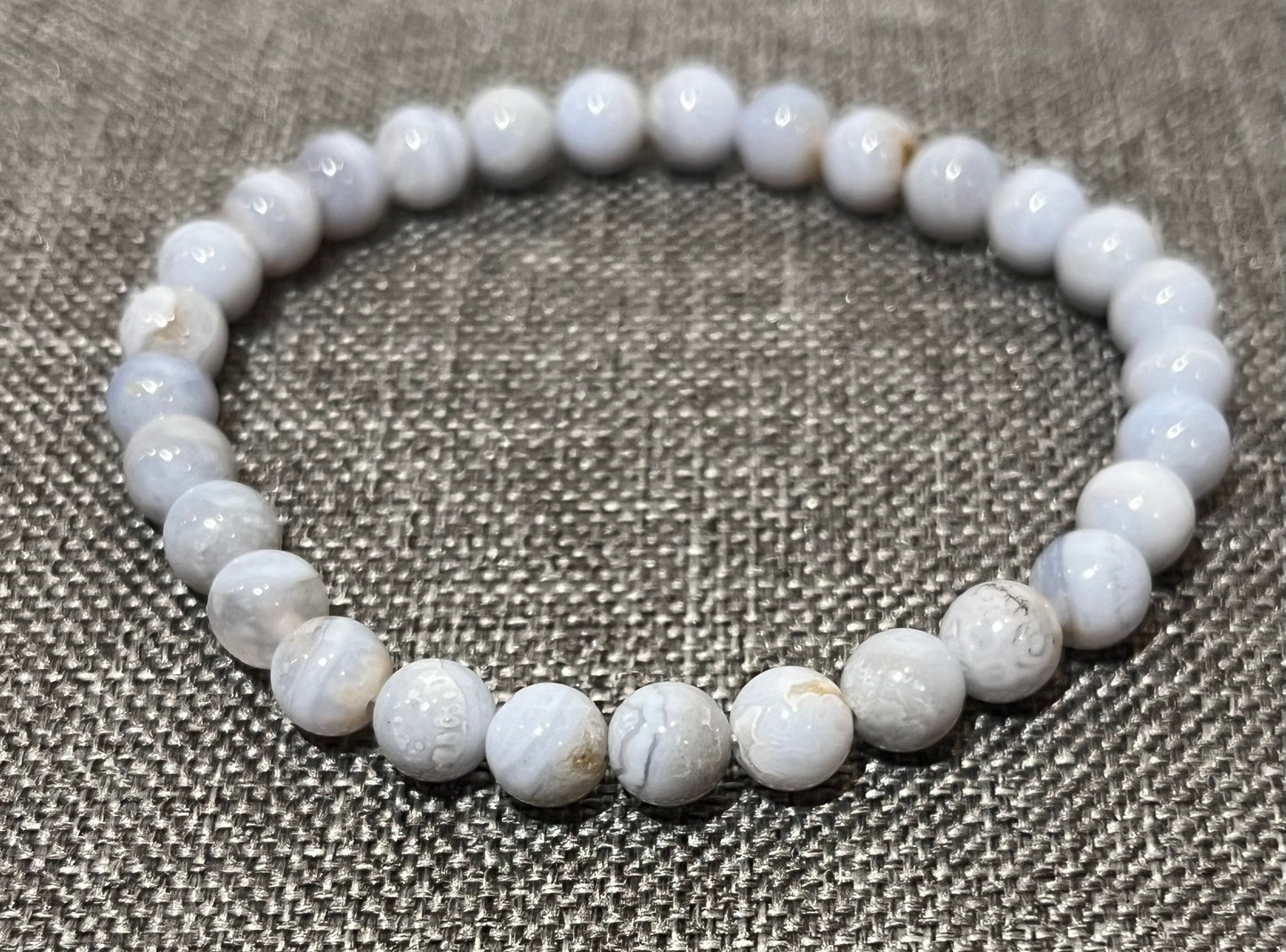 Natural Blue Lace Agate Gemstone Beaded Bracelet New