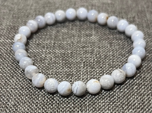 Natural Blue Lace Agate Gemstone Beaded Bracelet New
