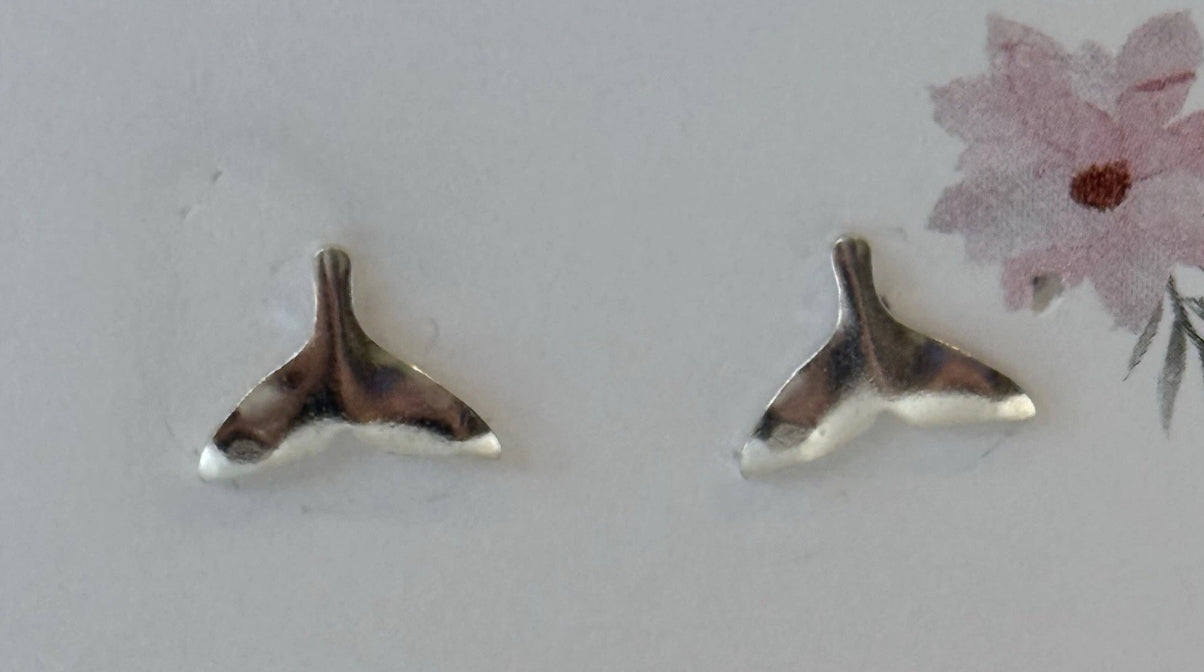 Sterling Silver Whale Tail Stud Earrings