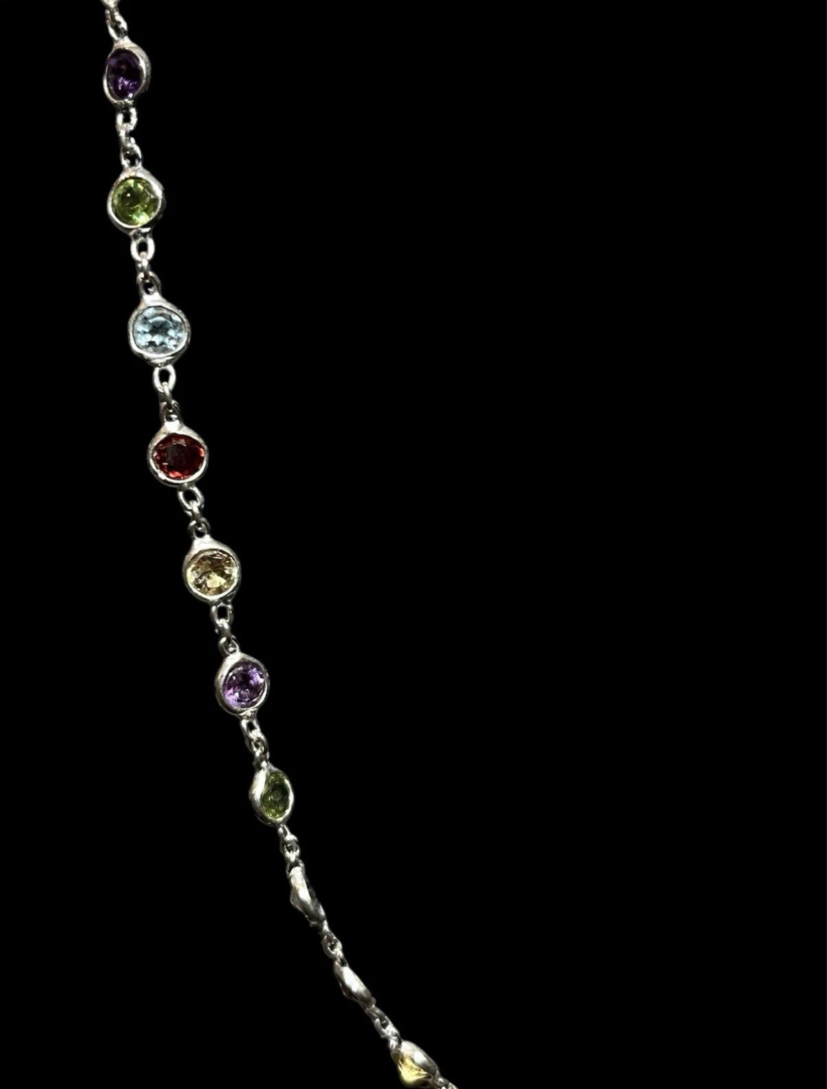 Sterling Silver Amethyst Citrine Peridot Garnet Blue Topaz Necklace