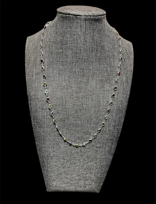 Sterling Silver Amethyst Citrine Peridot Garnet Blue Topaz Necklace