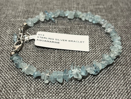 Aquamarine Sterling Silver Bracelet With Adjustable