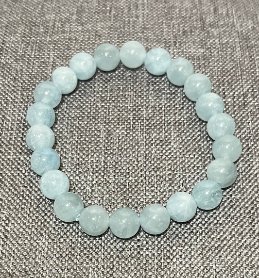 Natural Aquamarine Gemstone Beaded Bracelet