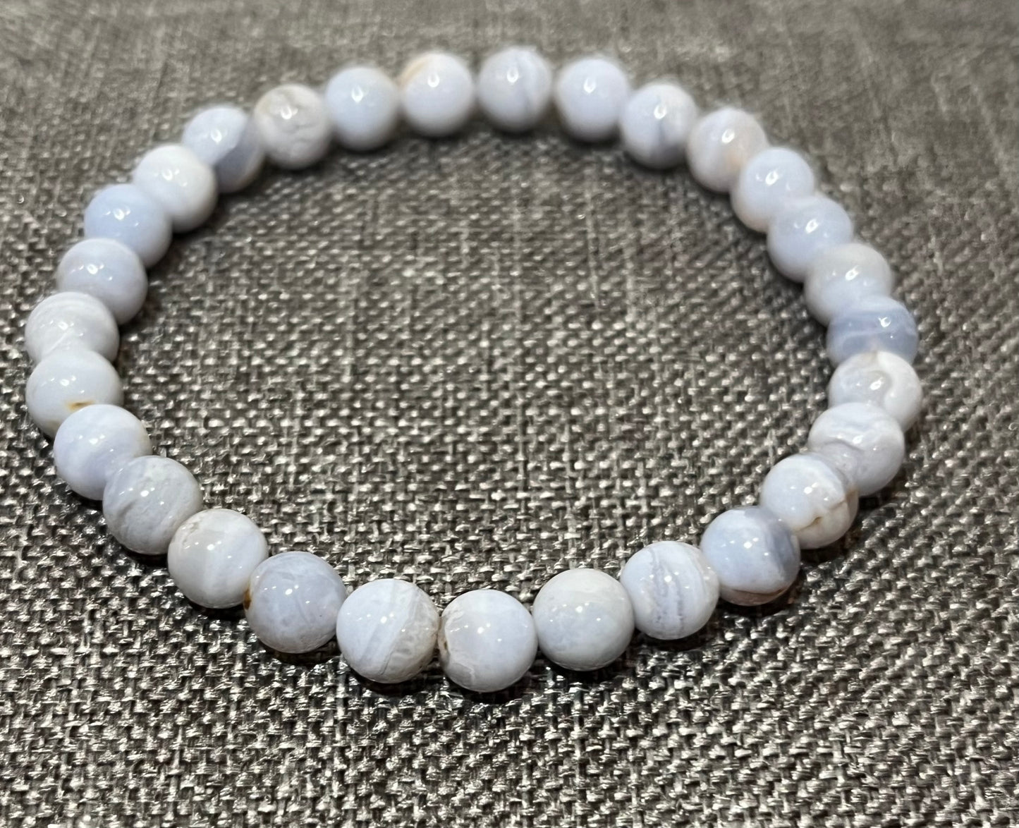 Natural Blue Lace Agate Gemstone Beaded Bracelet New