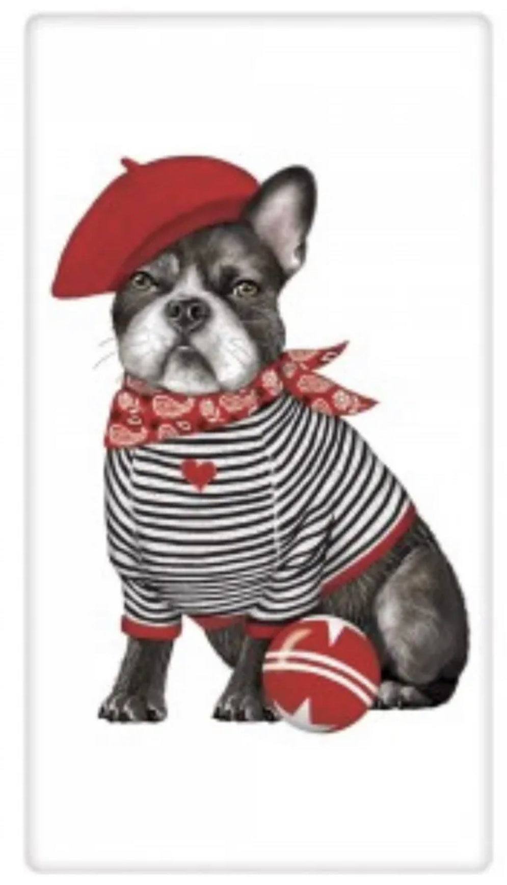 Flour Sack Kitchen Dish Towel Frenchie Beret Mary Lake - Thompson
