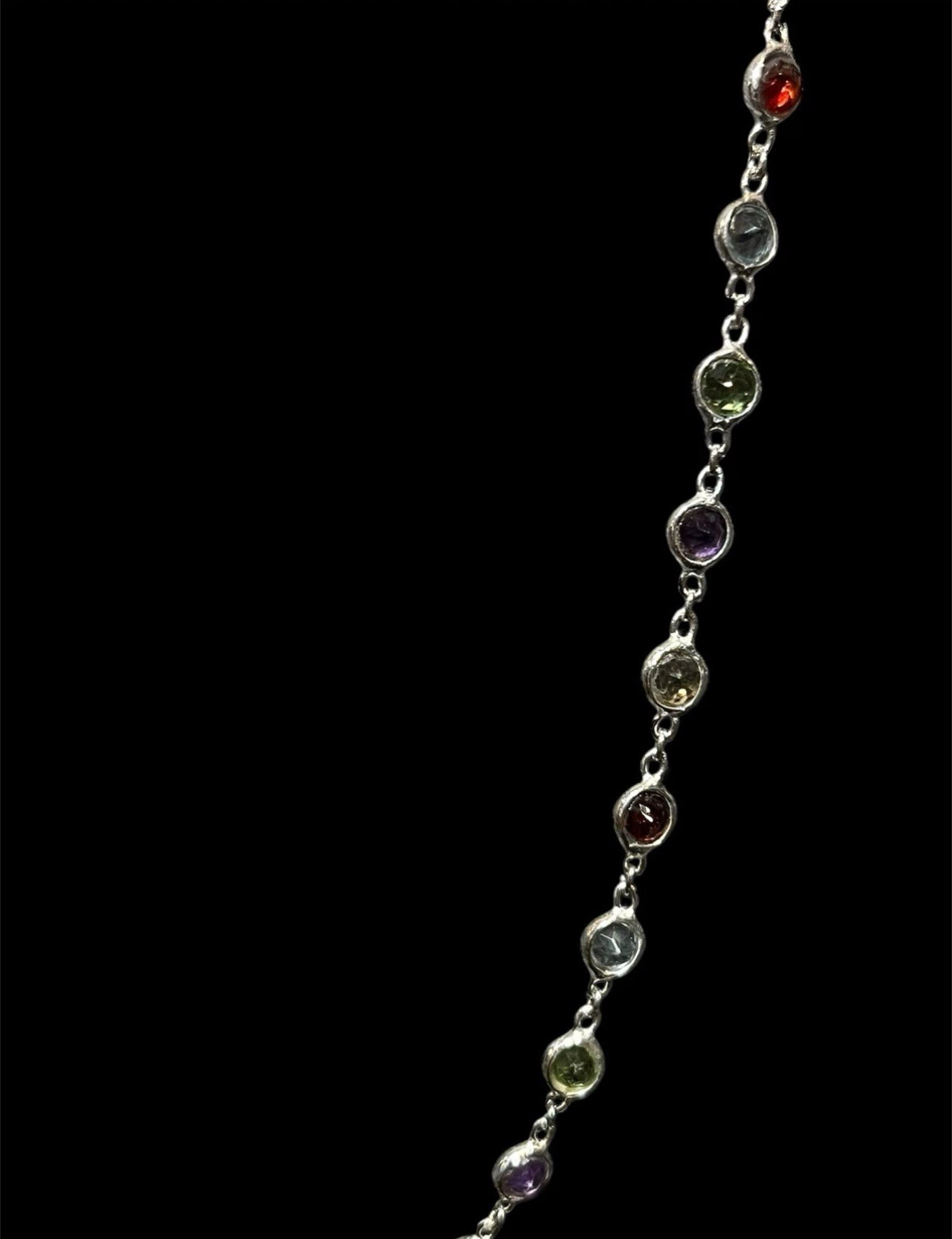 Sterling Silver Amethyst Citrine Peridot Garnet Blue Topaz Necklace