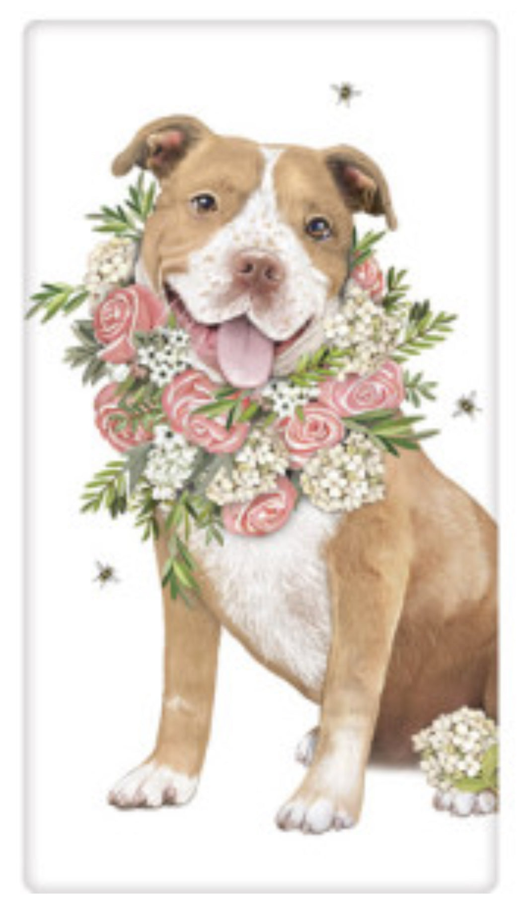 Flour Sack Kitchen Dish Towel Pitbull Roses Mary Lake - Thompson