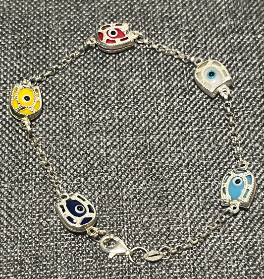 Sterling Silver Evil Eye Bracelet