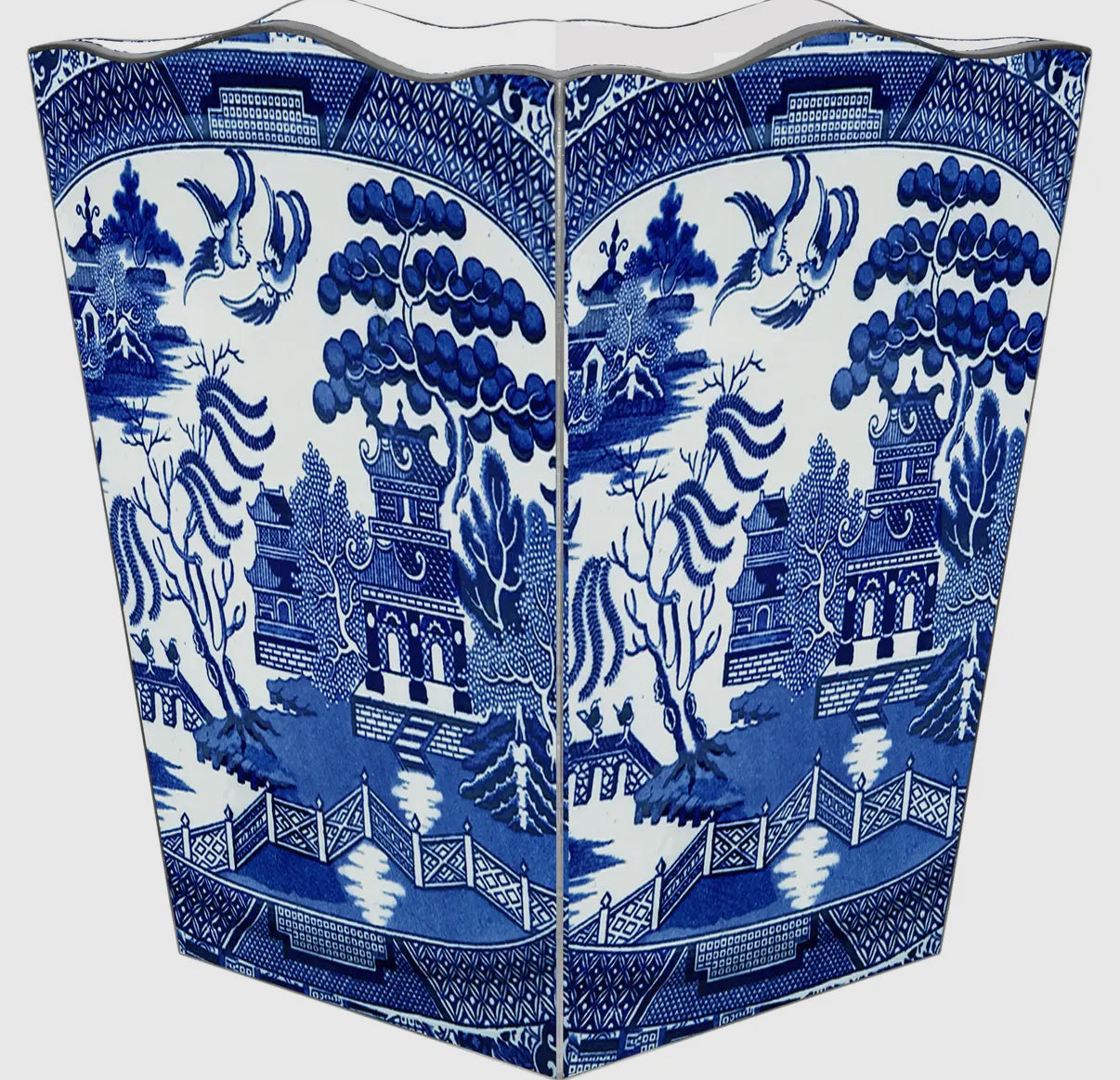 Marye-Kelley Blue Willow Wastepaper Basket
