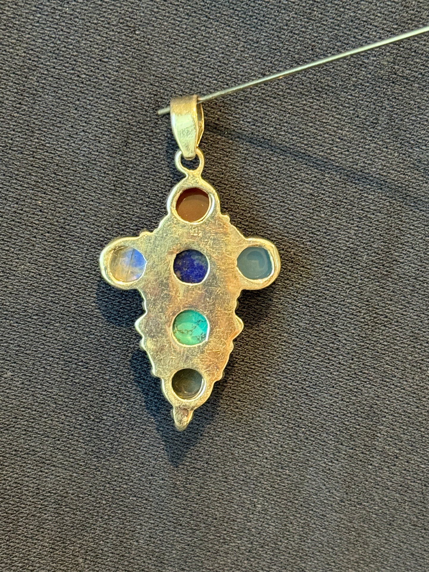 Sterling Silver Carnelian, Moonstone, Lapis, Turquoise, Labradorite, Chalcedony Pendant New