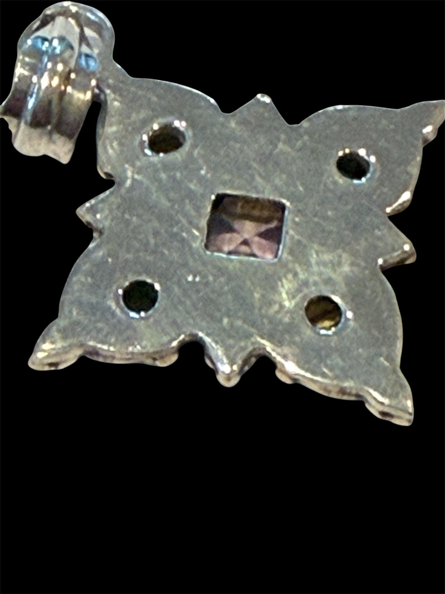 Sterling Silver Citrine, Peridot and Amethyst Cross Pendant