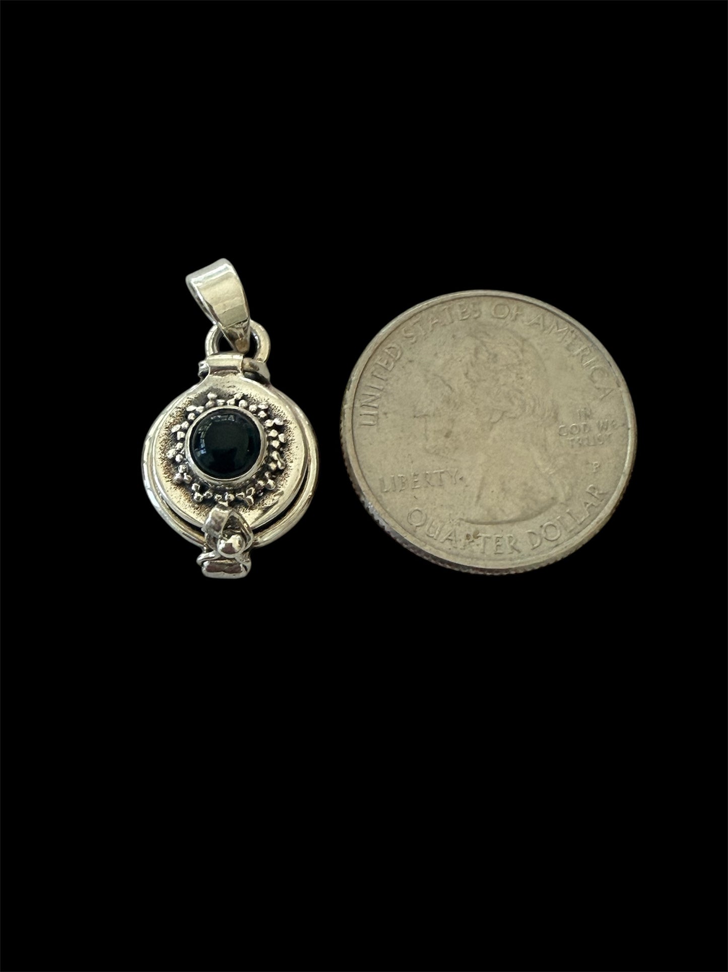 Sterling Silver Black Onyx Poison Pendant