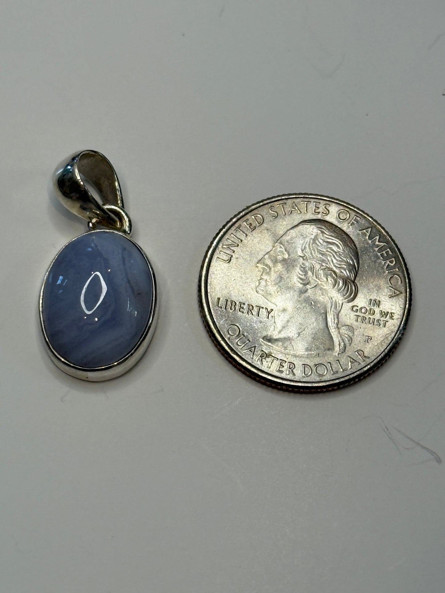Sterling Silver Blue Lace Agate Pendant