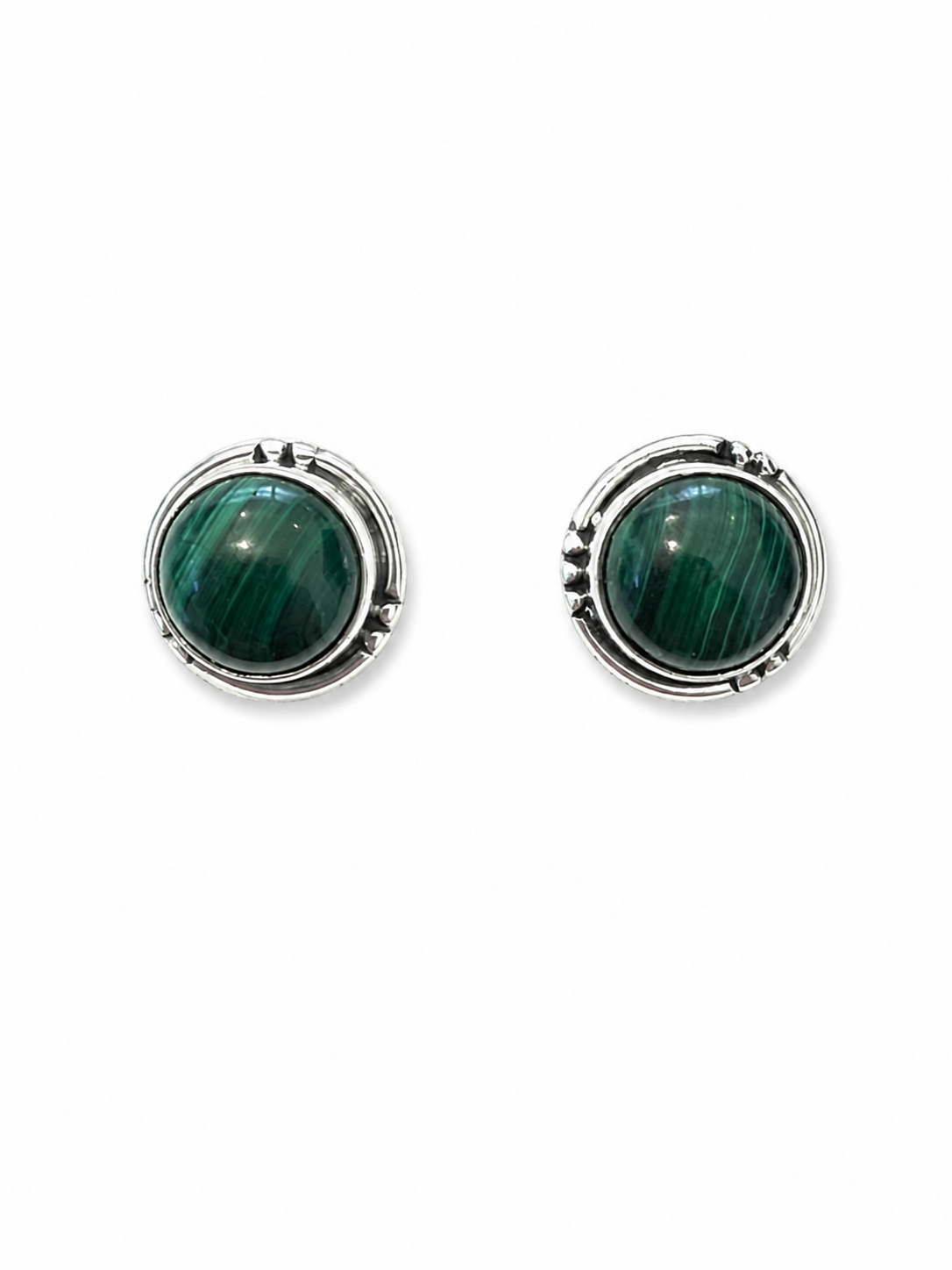 Sterling Silver Malachite Stud Earrings