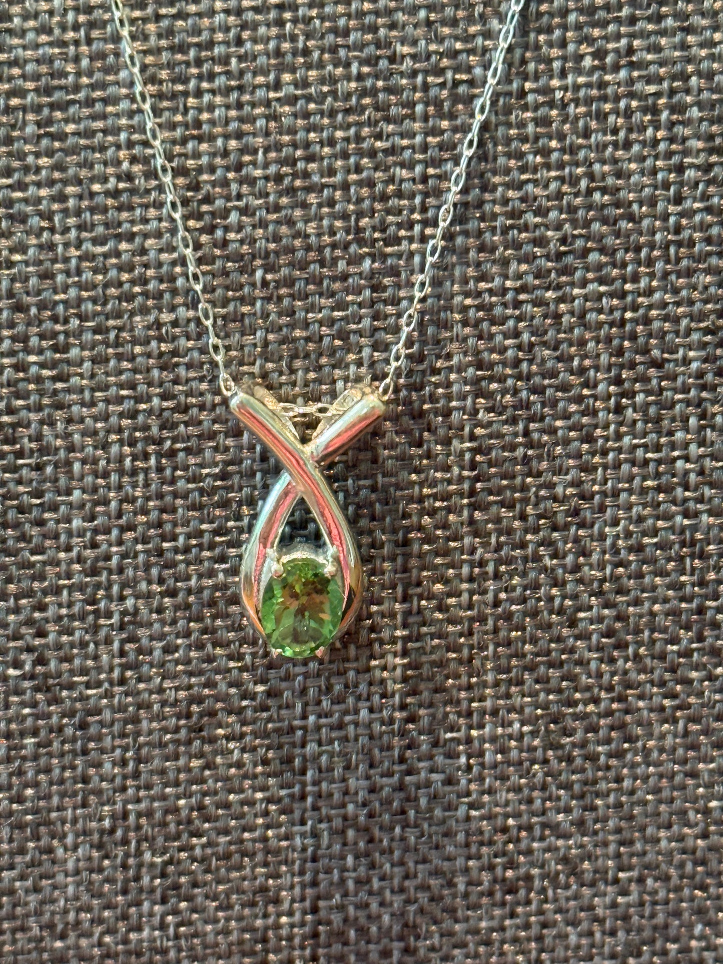 Sterling Silver Namibian Tourmaline Pendant with 20" Sterling Silver Chain