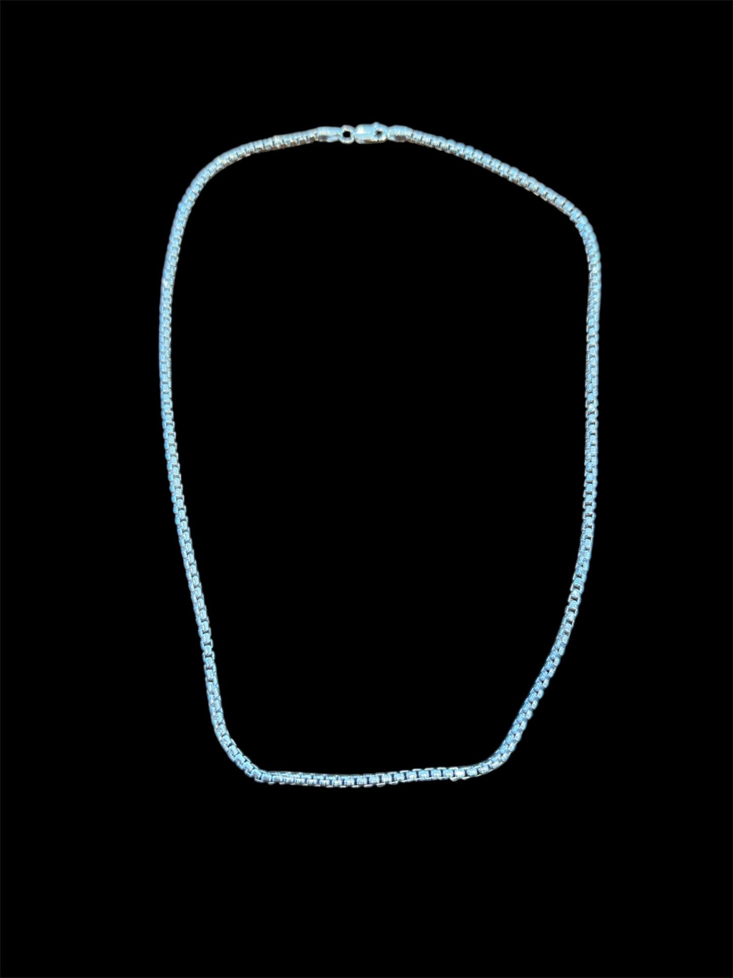 Sterling Silver Venetian Box Chain Necklace Made In Italy 18" New Weight 14g