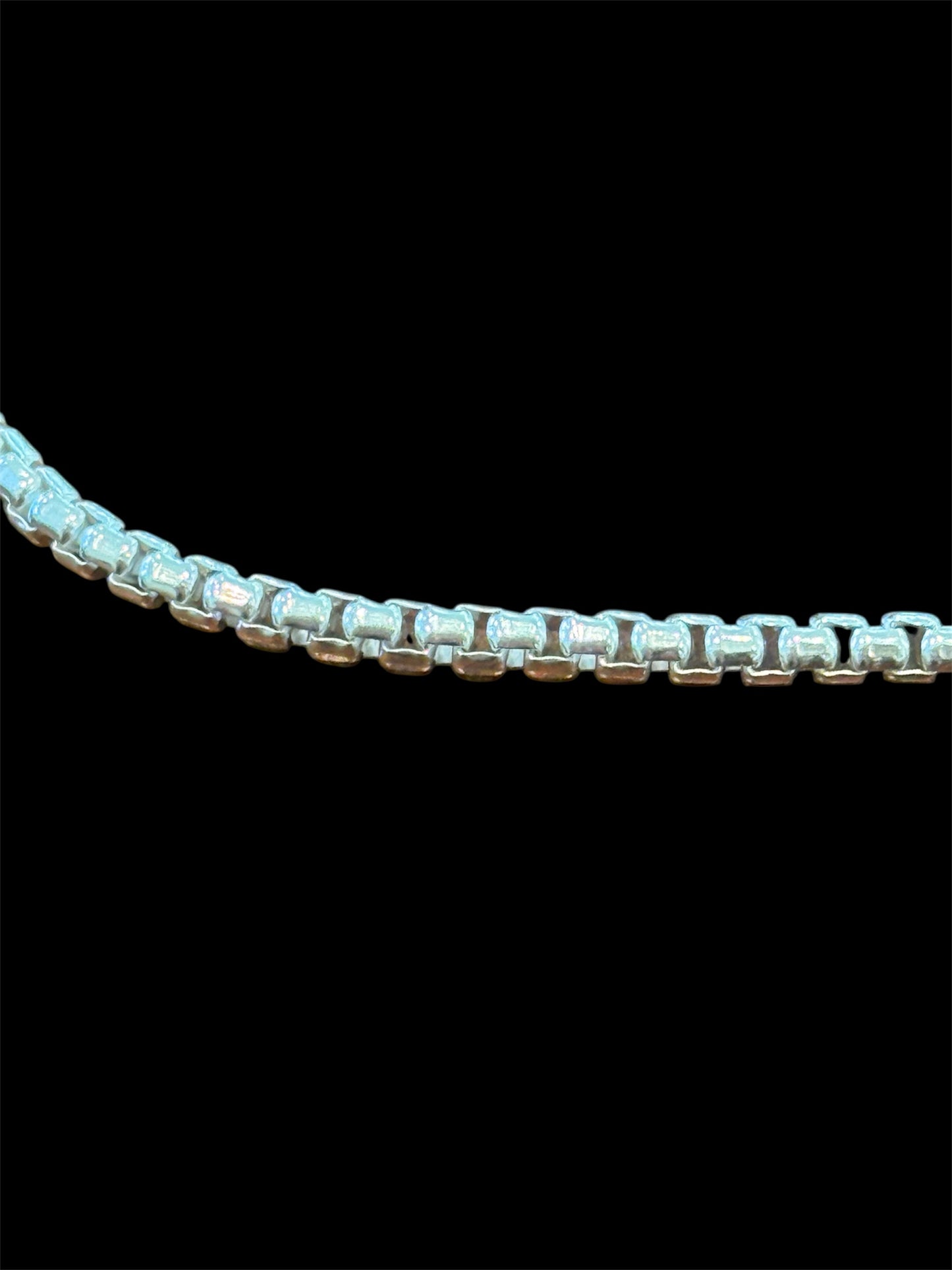 Sterling Silver Venetian Box Chain Necklace Made In Italy 18" New Weight 14g