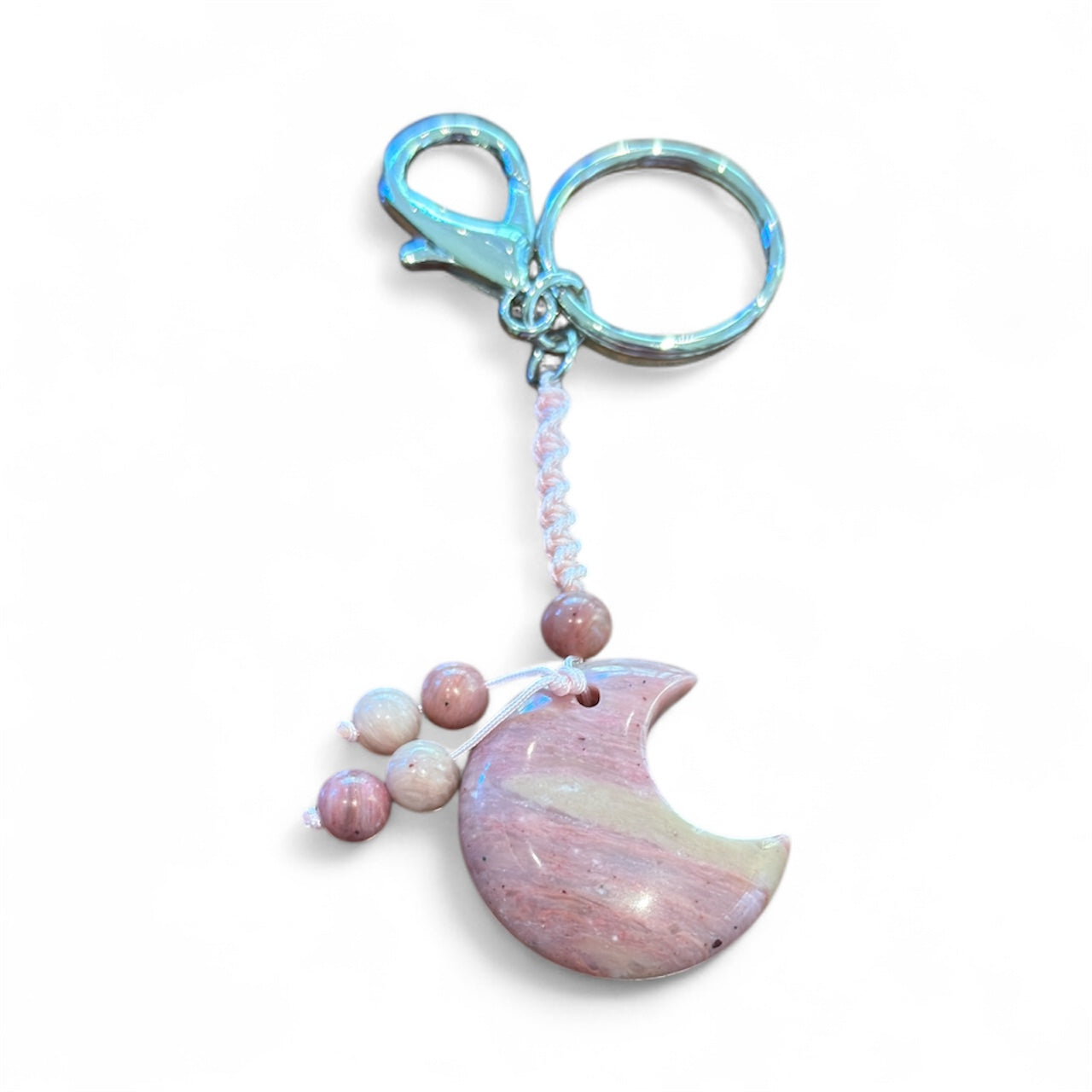 Pink Rhodonite Gemstone Keychain