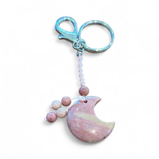 Pink Rhodonite Gemstone Keychain