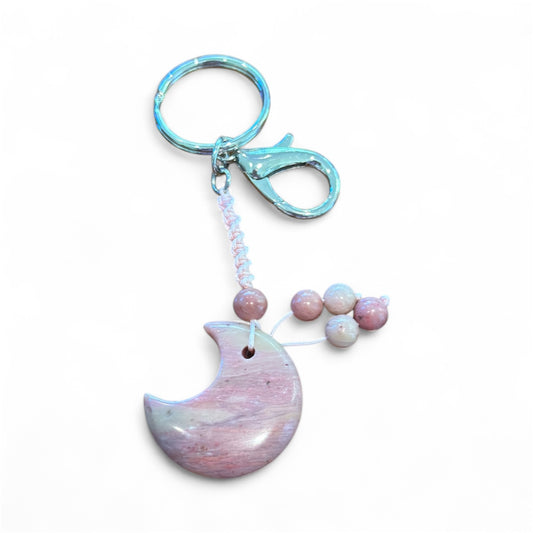 Pink Rhodonite Gemstone Keychain