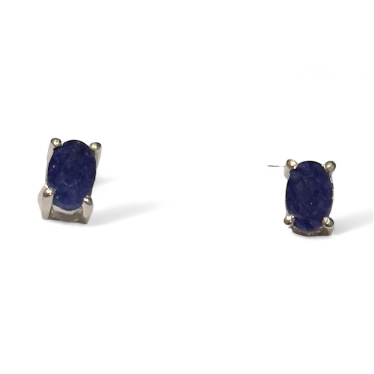 Sterling Silver Blue Sapphire Stud Earrings