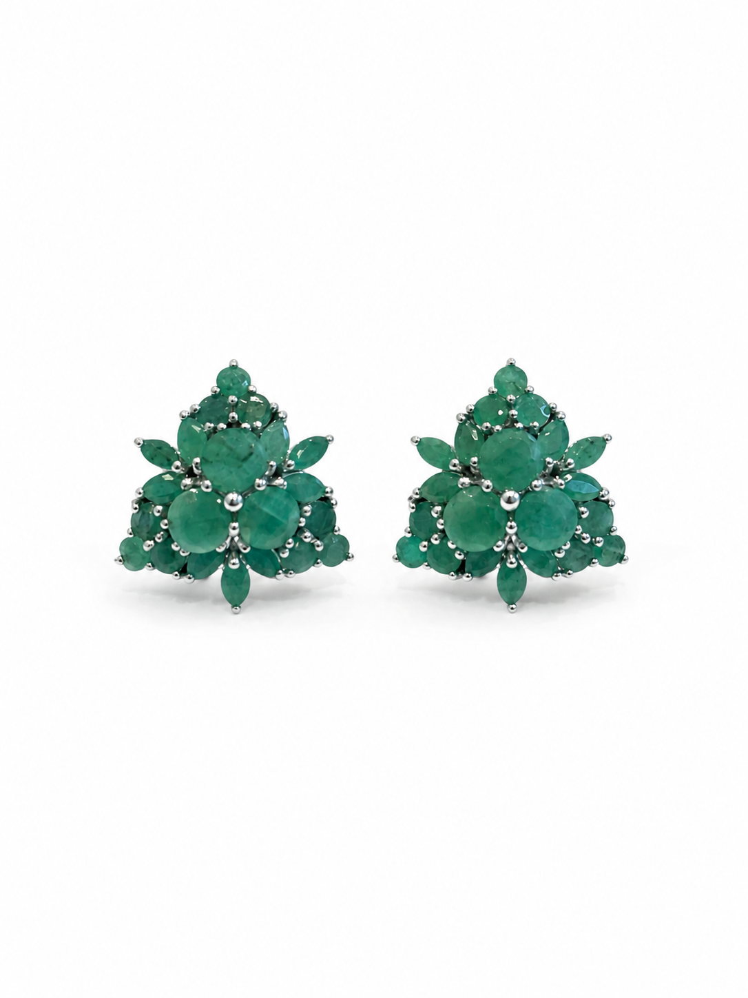 Sterling Silver Emerald Earrings New