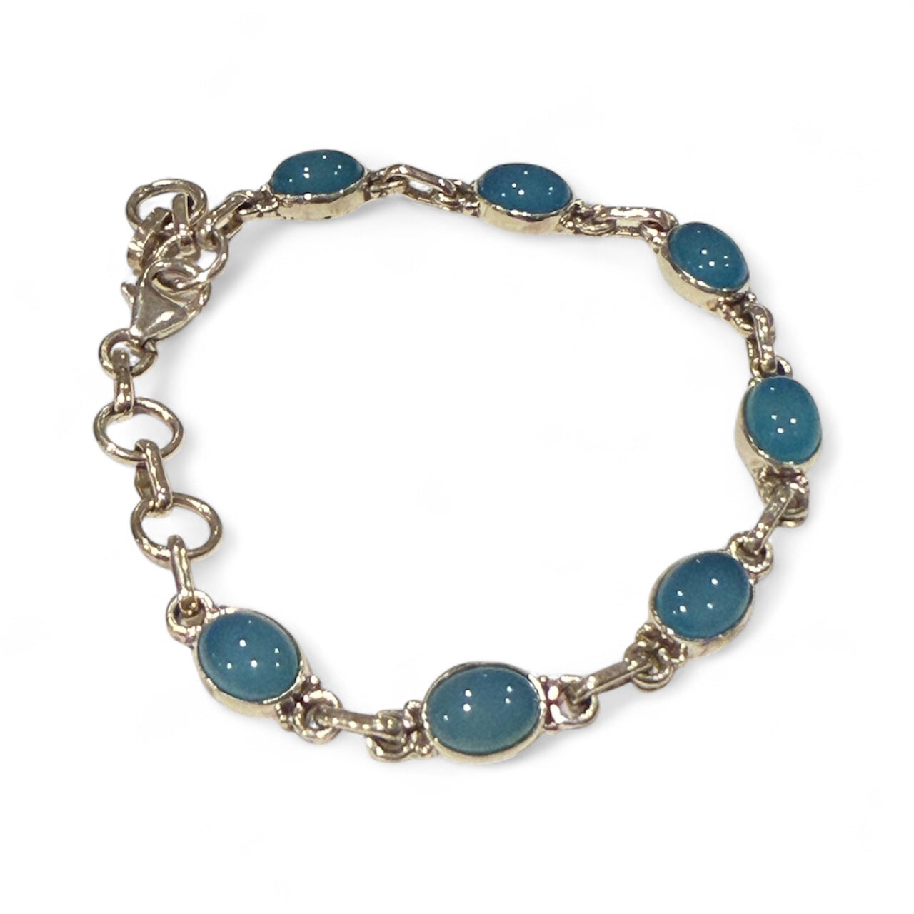 Sterling Silver Blue Chalcedony Tennis Bracelet