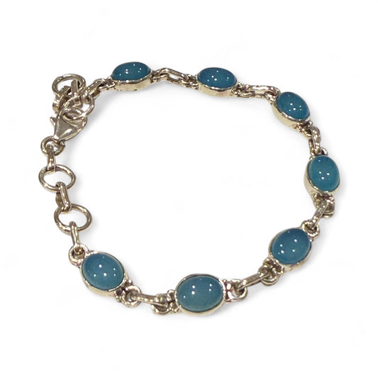 Sterling Silver Blue Chalcedony Tennis Bracelet