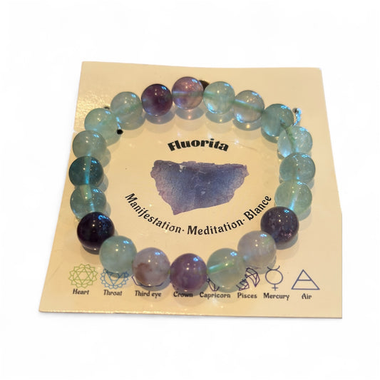 Fluorite Beaded Bracelet 10mm