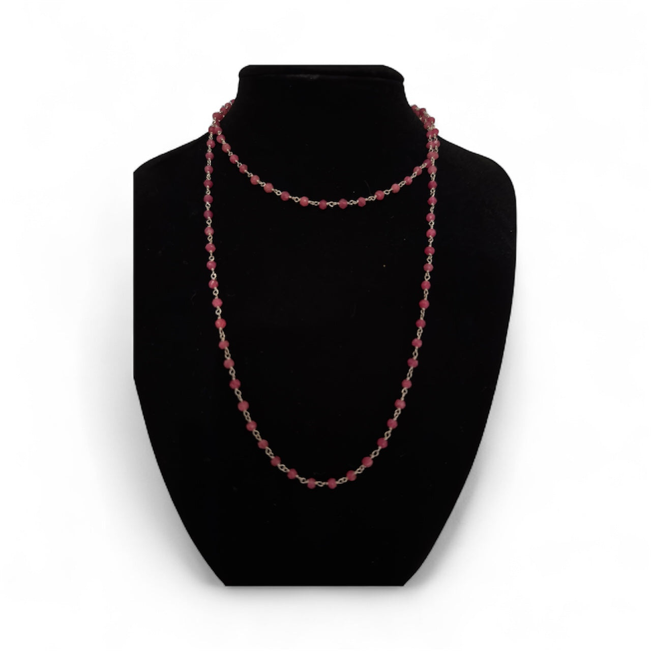 Sterling Silver 30" Ruby Necklace