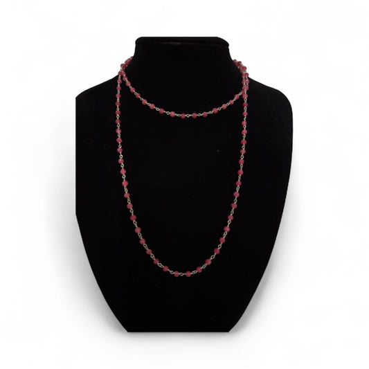 Sterling Silver 30" Ruby Necklace