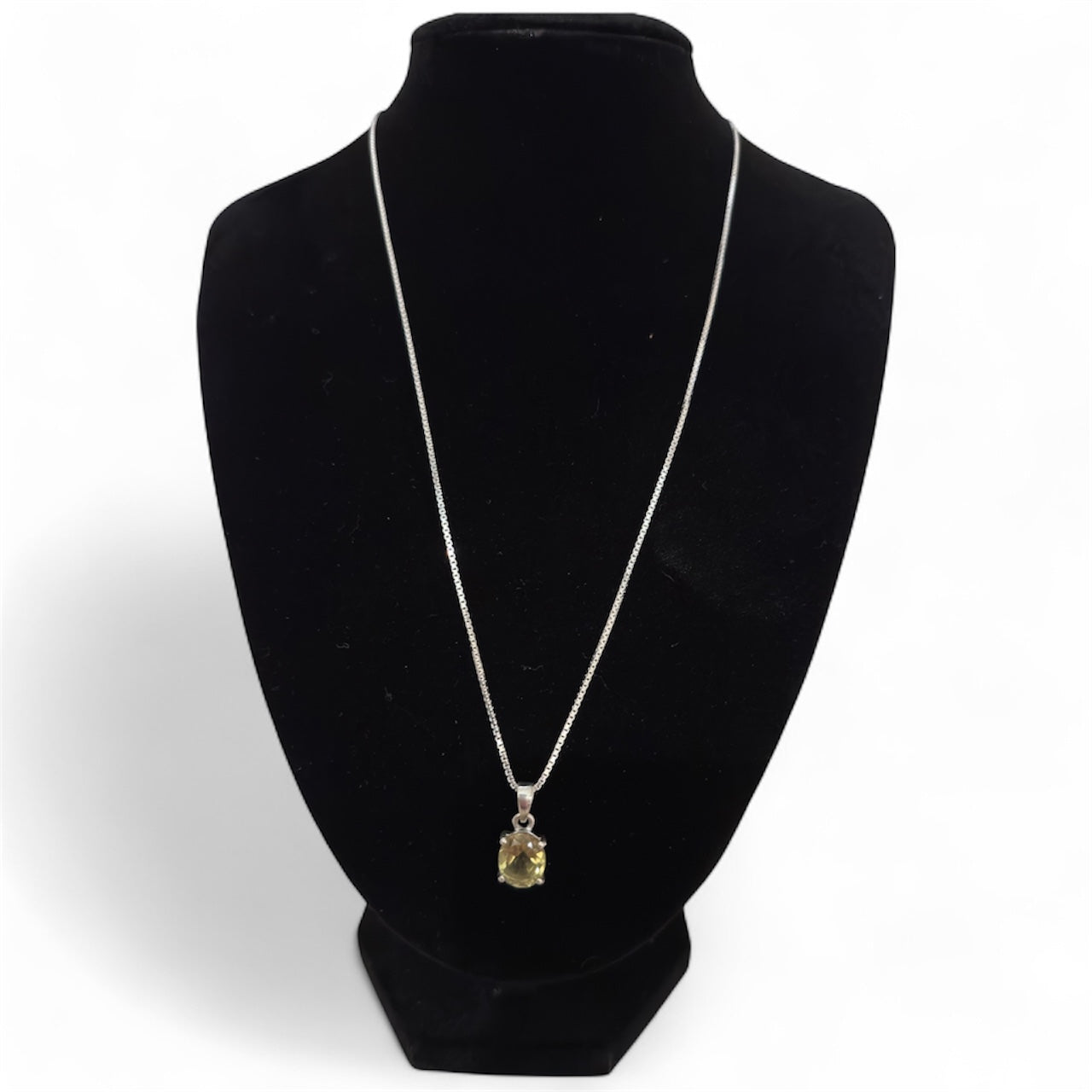 Sterling Silver Lemon Quartz Pendant with 20" Box Chain