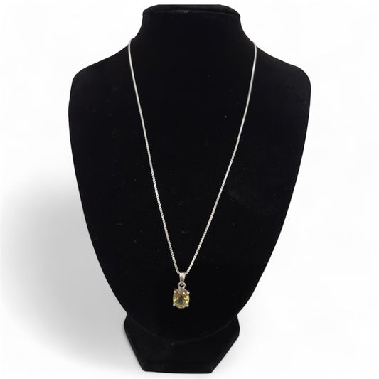 Sterling Silver Lemon Quartz Pendant with 20" Box Chain
