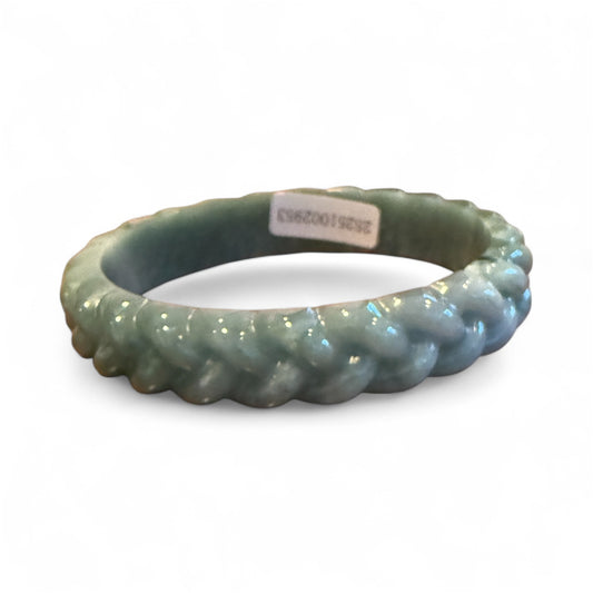 Natural Grade A Blue Water Carved Jadeite Jade Braided Bangle From Guatemala New