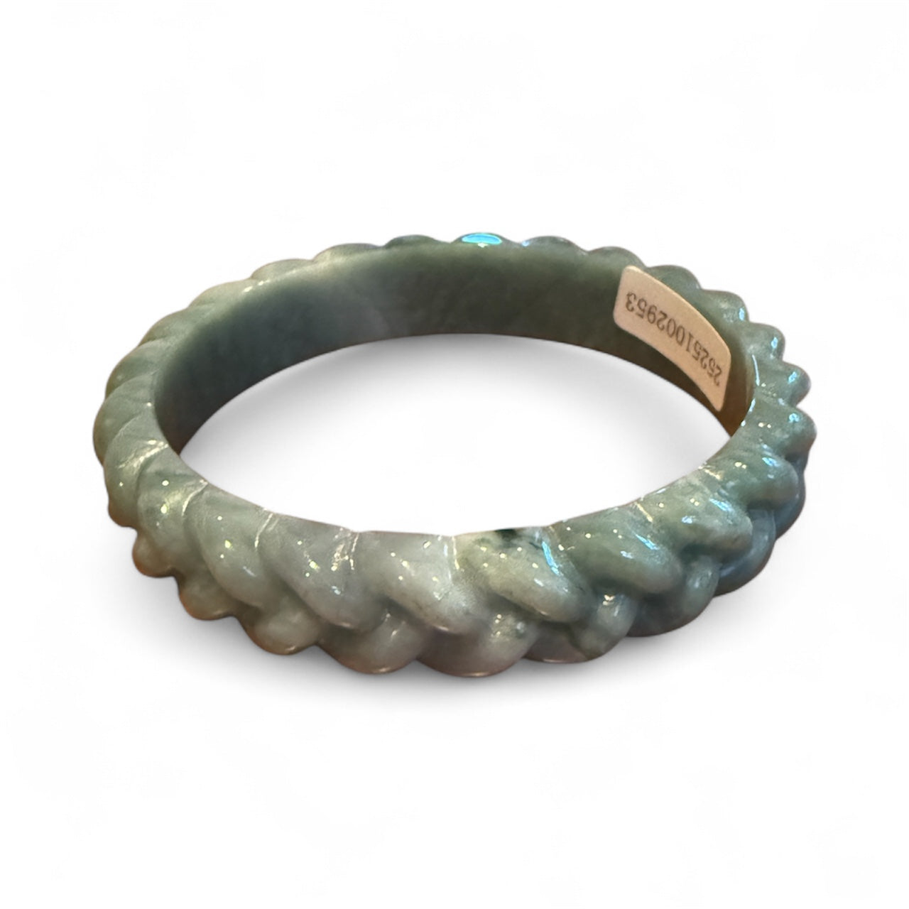 Natural Grade A Blue Water Carved Jadeite Jade Braided Bangle From Guatemala New