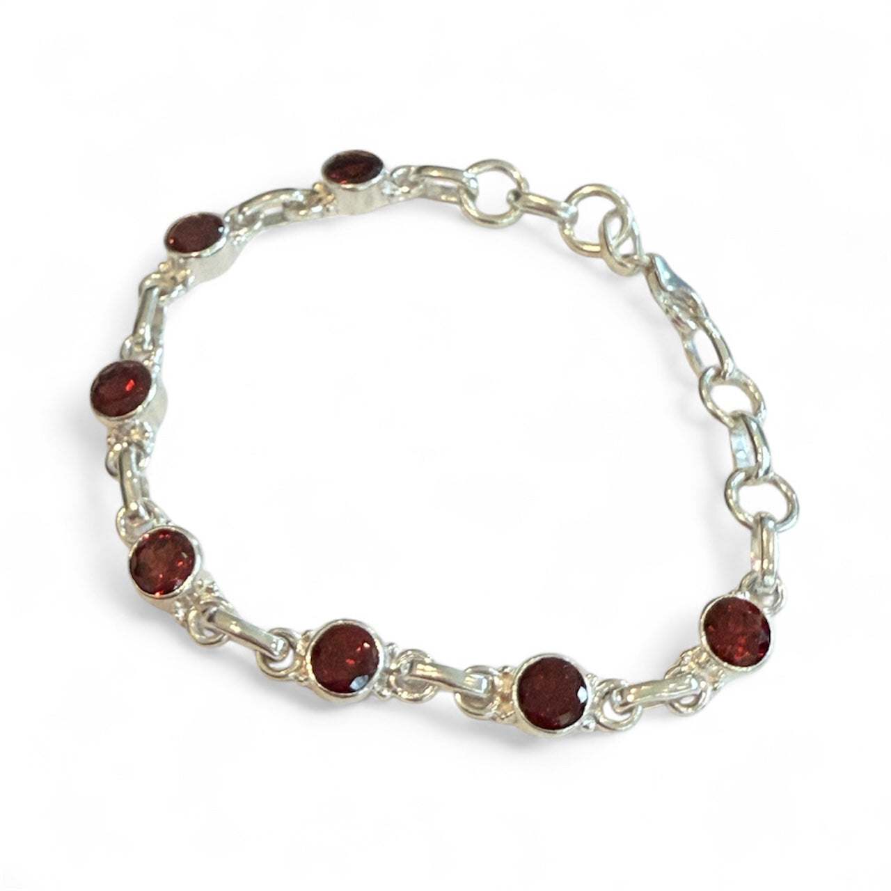 Sterling Silver Garnet Tennis Bracelet
