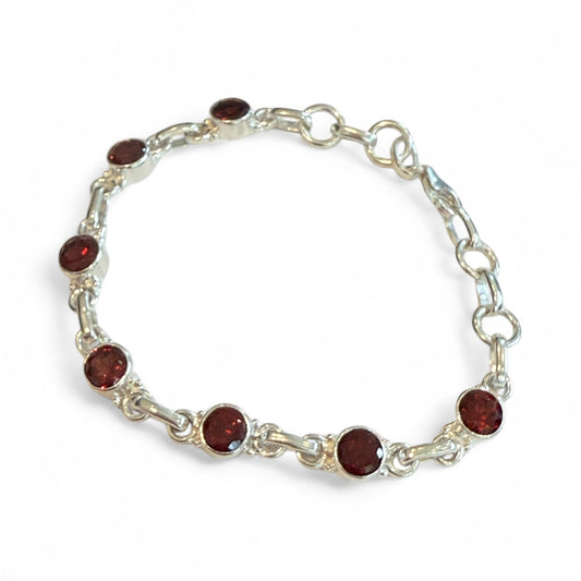 Sterling Silver Garnet Tennis Bracelet