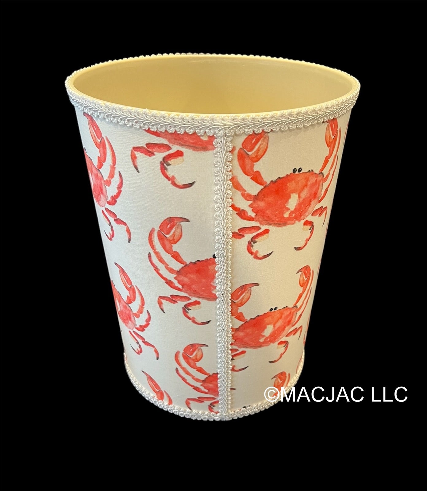 Crab Coral Covered Wastebasket ***In Stock***