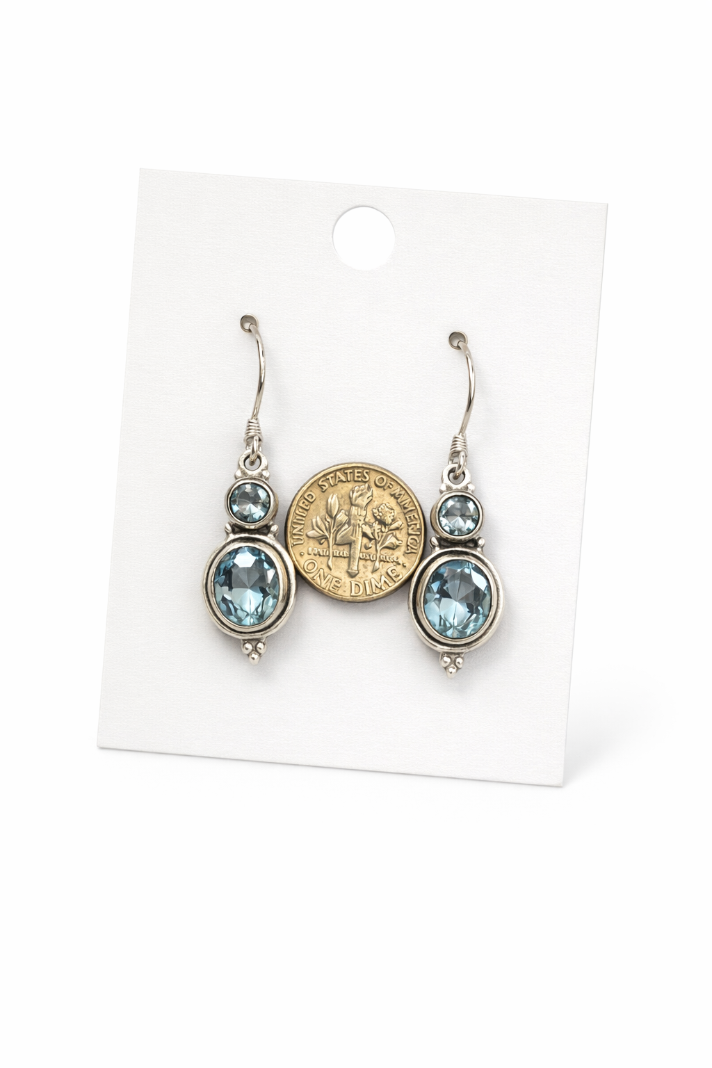 Sterling Silver Blue Topaz Dangle Earrings