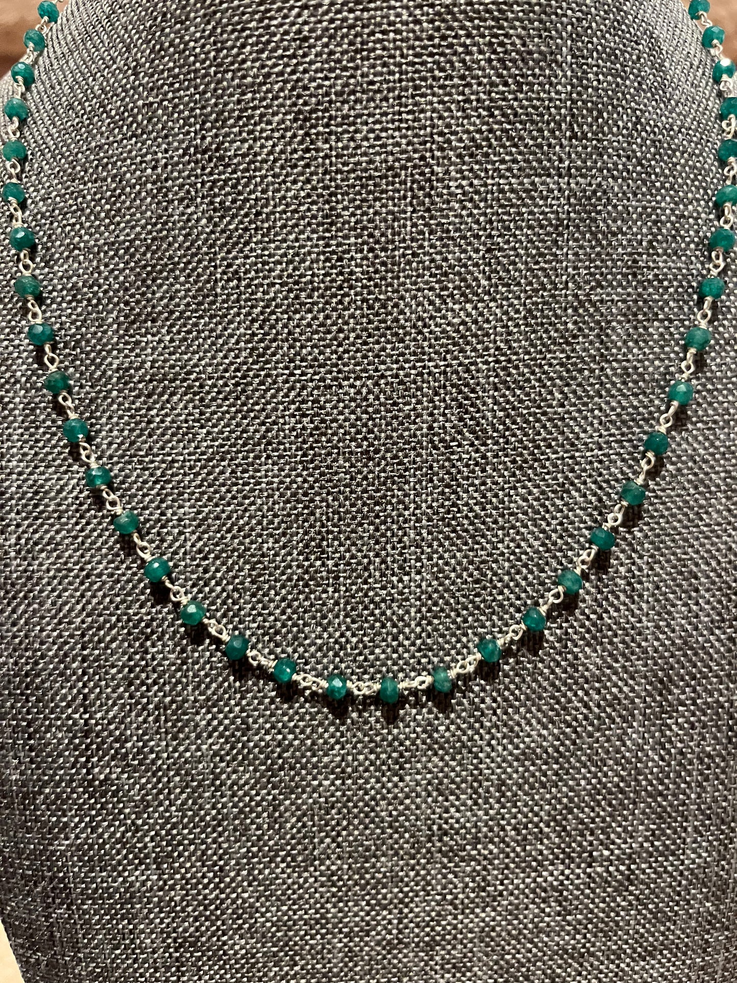Sterling Silver 16" Emerald Necklace New
