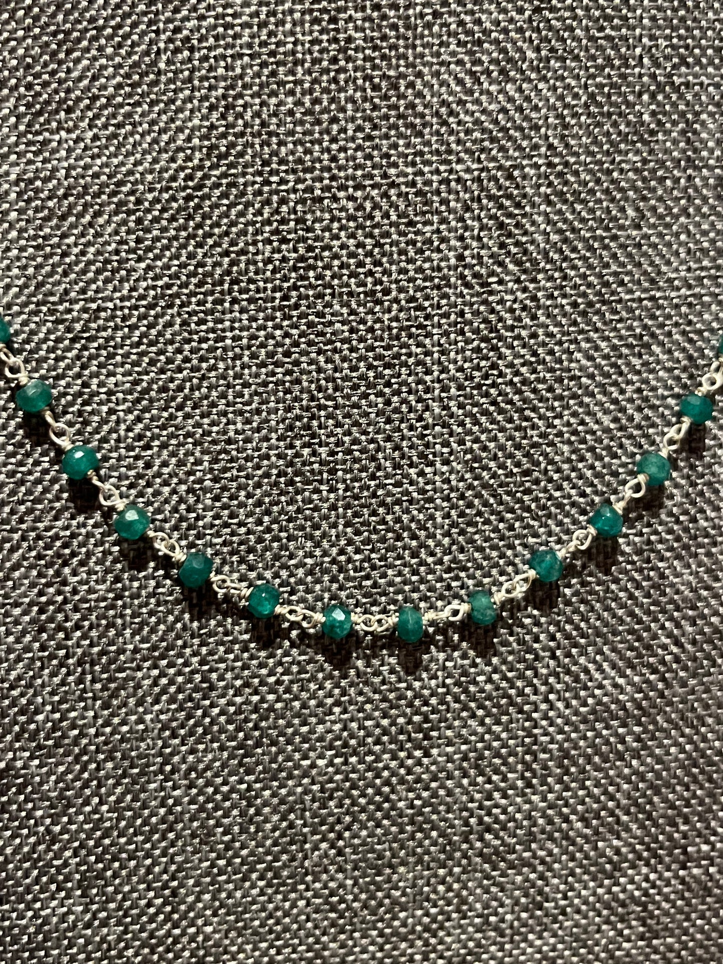 Sterling Silver 16" Emerald Necklace New