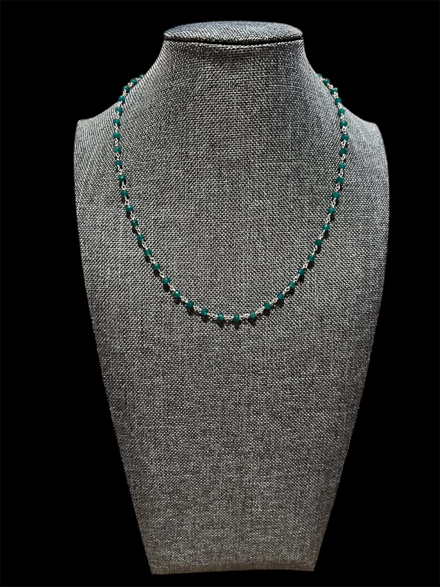 Sterling Silver 16" Emerald Necklace New