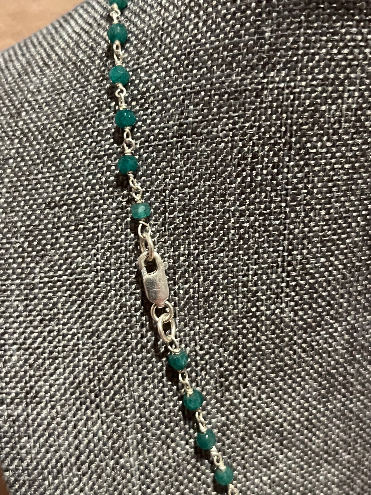 Sterling Silver 16" Emerald Necklace New