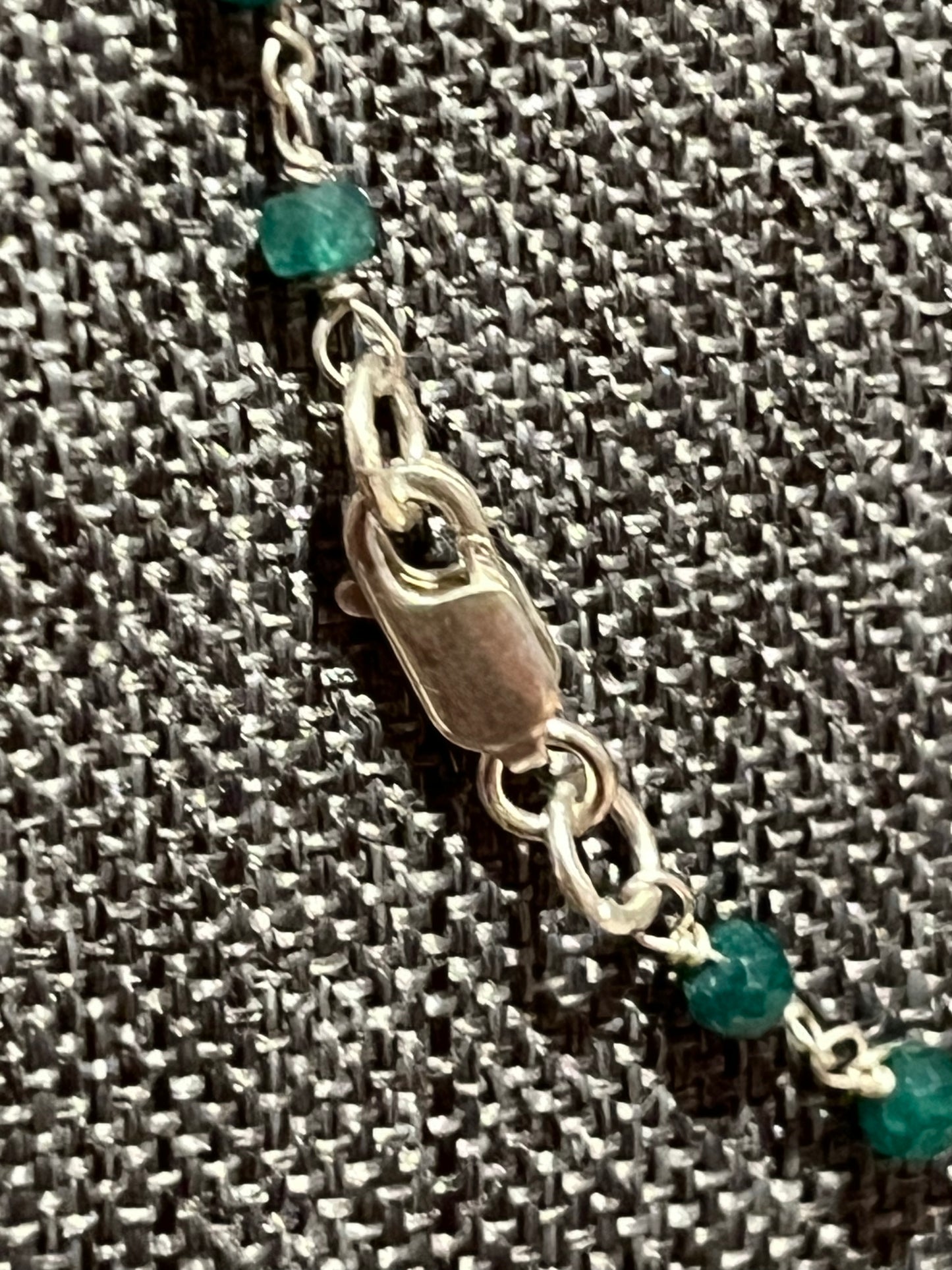 Sterling Silver 16" Emerald Necklace New