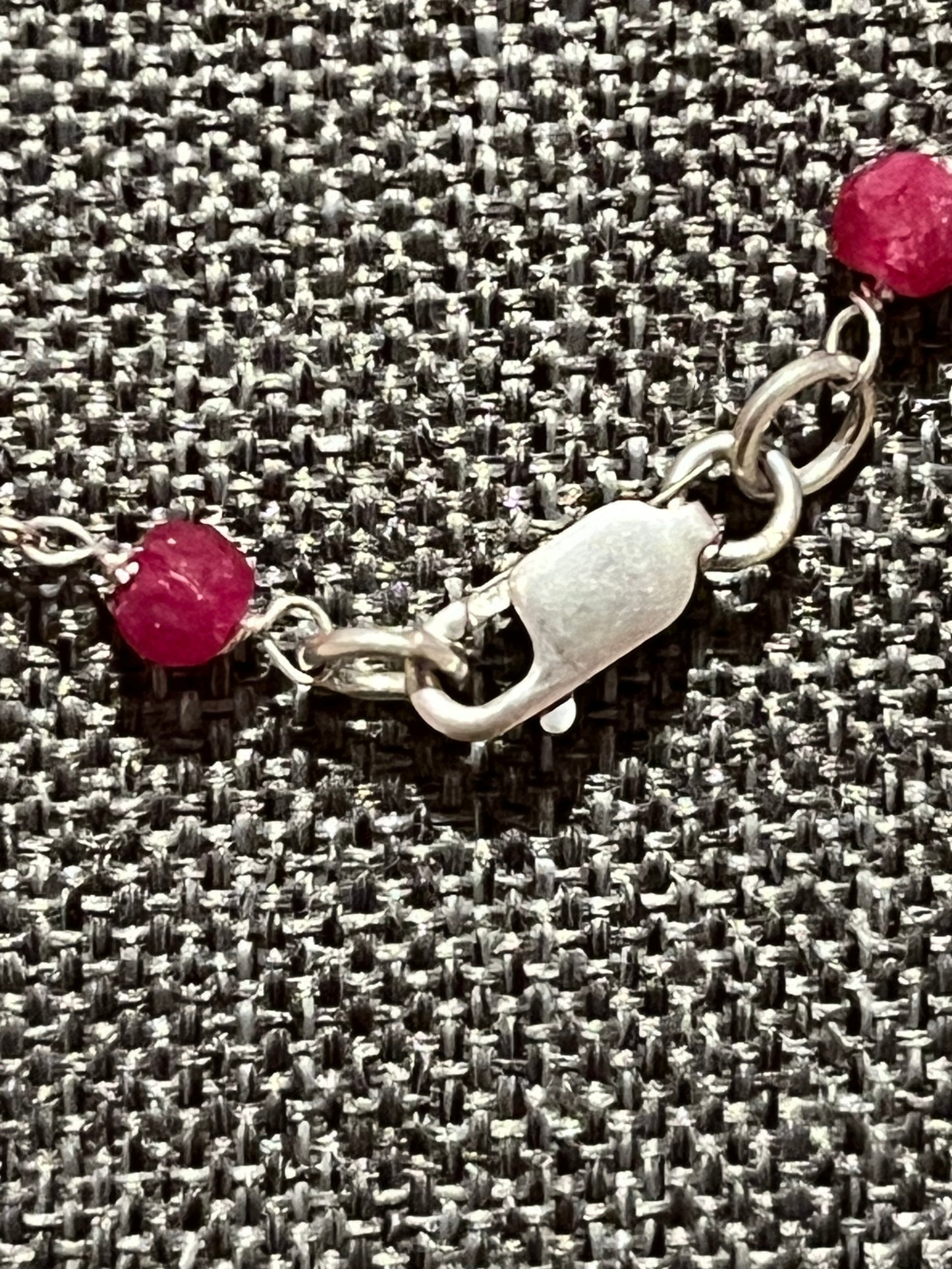 Sterling Silver 16" Ruby Necklace New