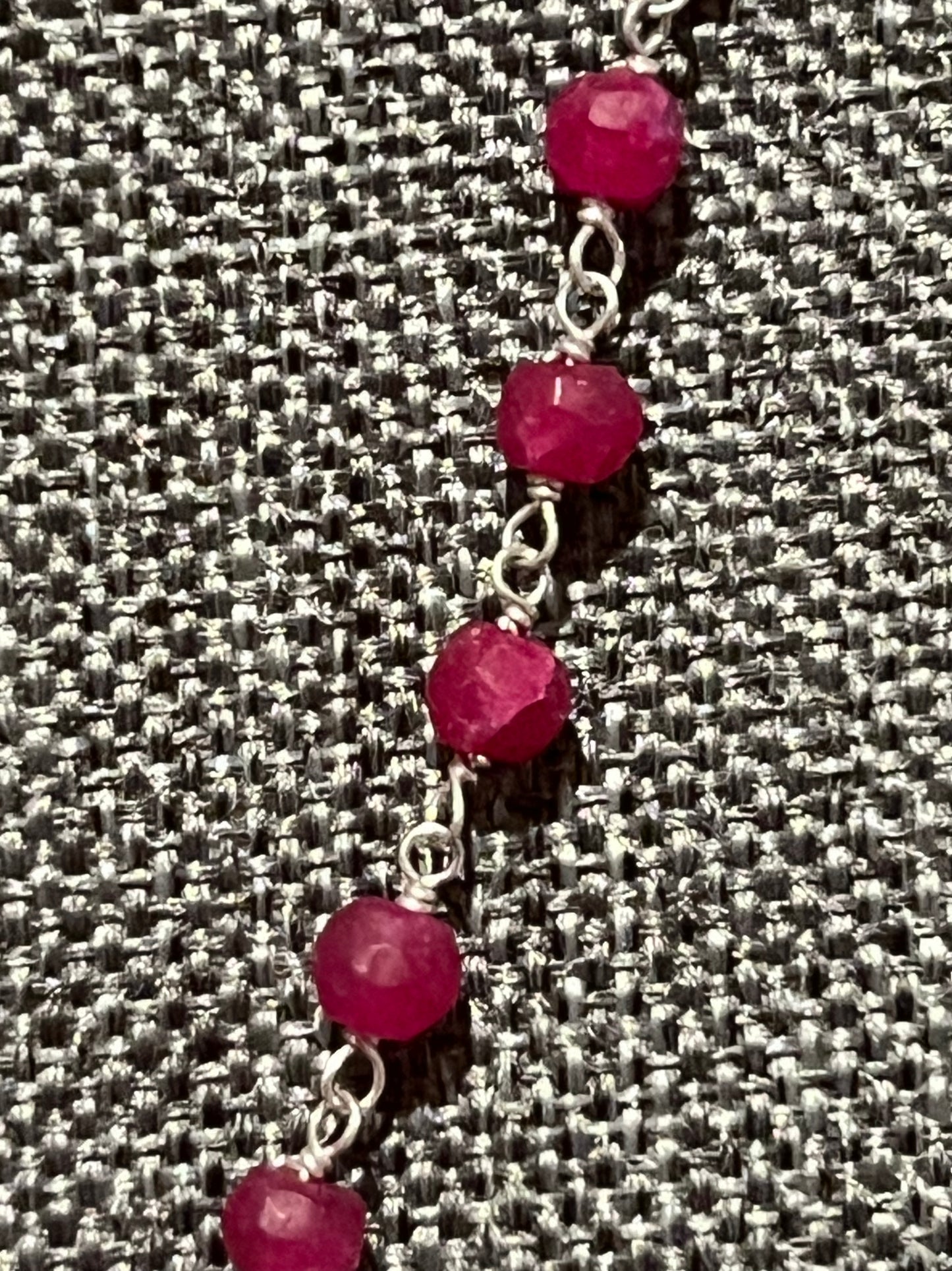 Sterling Silver 16" Ruby Necklace New