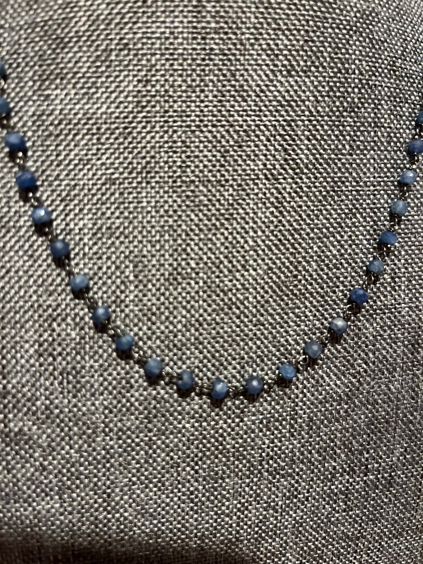 Black Oxidized Silver 16" Blue Sapphire Necklace