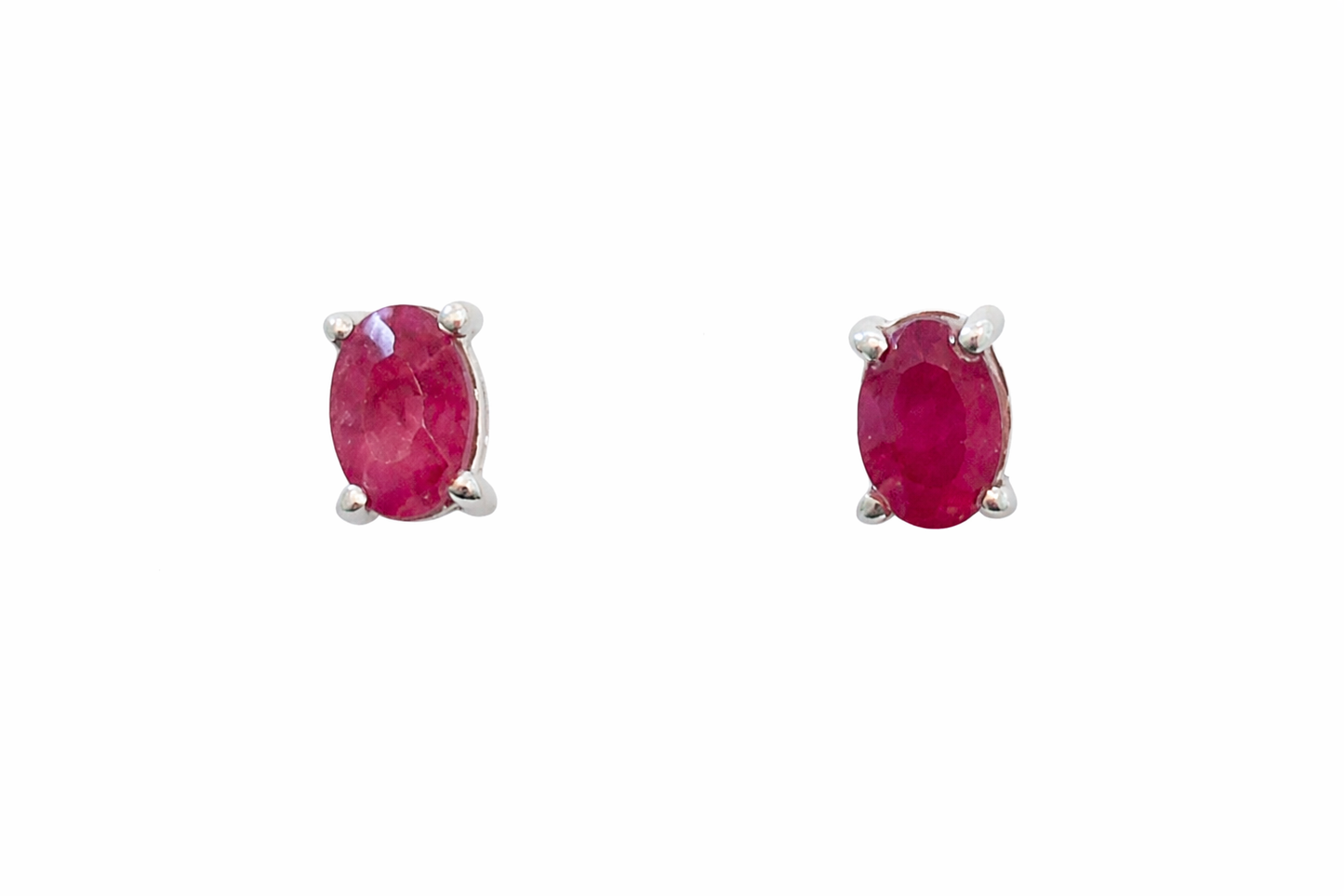 Sterling Silver Ruby Stud Earrings