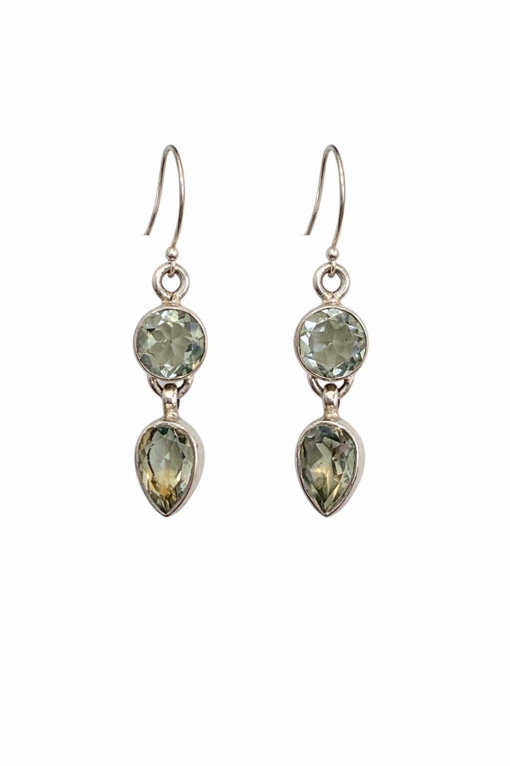 Sterling Silver Green Amethyst Dangle Earrings