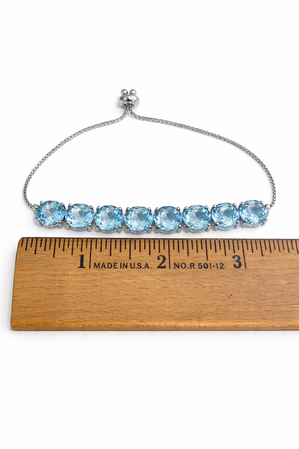 Sterling Silver Natural Blue Topaz Adjustable Bracelet